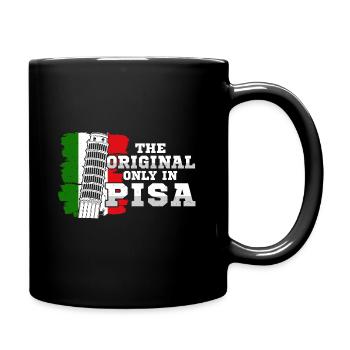 Schiefe Turm von Pisa Spruch Italien - Tasse einfarbig - Schwarz - Rechts