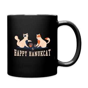 Cats Jewish Christmas Jew Happy Cat Hanukkah - Full Colour Mug - black - Right