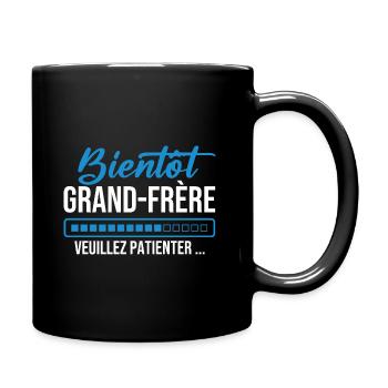Bald großer Bruder, bitte warten - Tasse einfarbig - Schwarz - Rechts