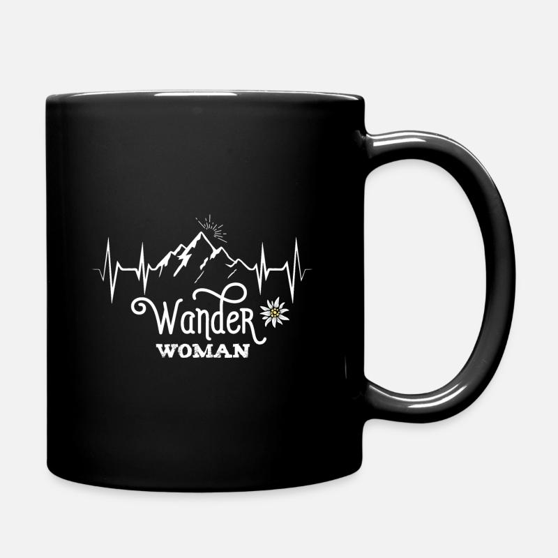 Wander Woman Berge Bergsteigen Wandern Spruch Ekg - Tasse einfarbig - Schwarz