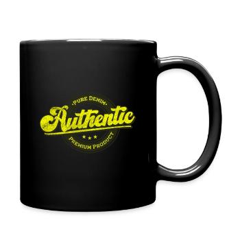 Produit authentique en denim pur premium jaune - Mug uni - noir - Droite
