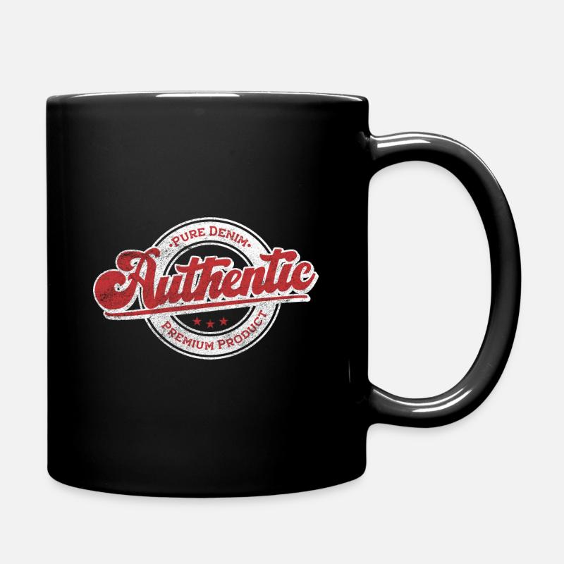Authentic pure denim premium product retro red - Full Colour Mug - black