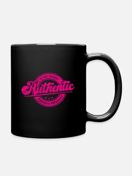 Authentic pure denim premium product vintage retro - Full Colour Mug - black