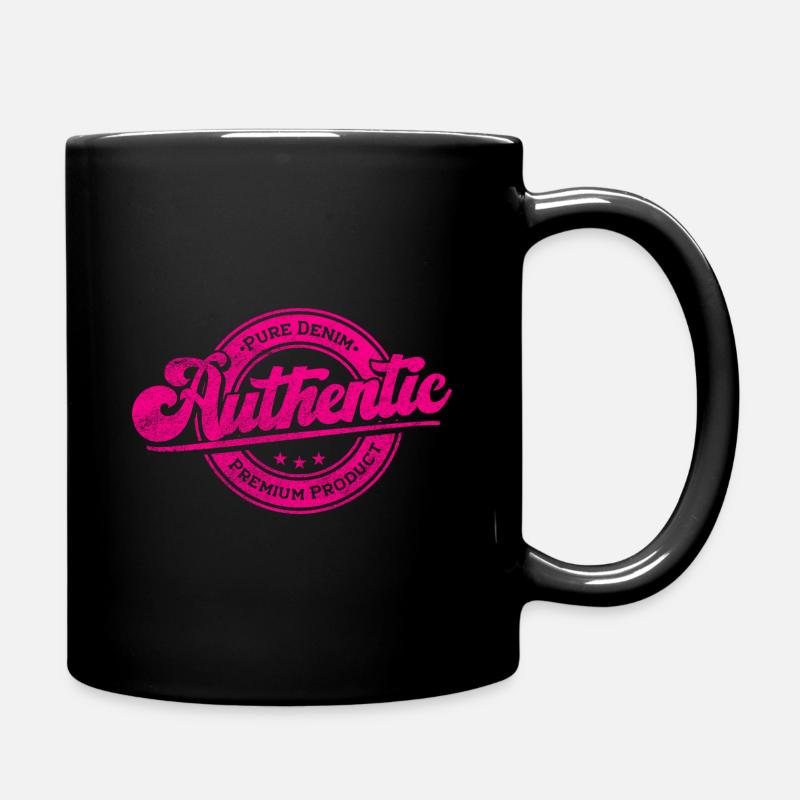 Authentic pure denim premium product vintage retro - Full Colour Mug - black