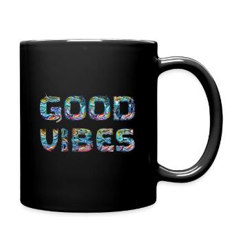 Good Vibes & Surfing & Holidays - Full Colour Mug - black - Right