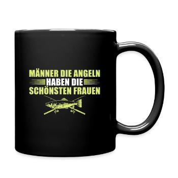 Männer die Angeln haben die schönsten Frauen - Tasse einfarbig - Schwarz - Rechts