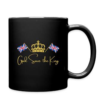 Britischer König Krönung Charles England Flagge - Tasse einfarbig - Schwarz - Rechts