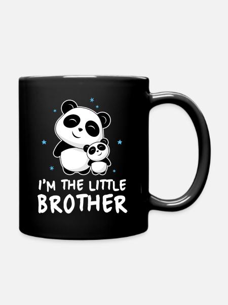 Je suis le petit frère - Petit frère Panda - Mug uni - noir