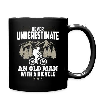 Never Underestimate An Old Man With A Bicycle - Full Colour Mug - black - Right
