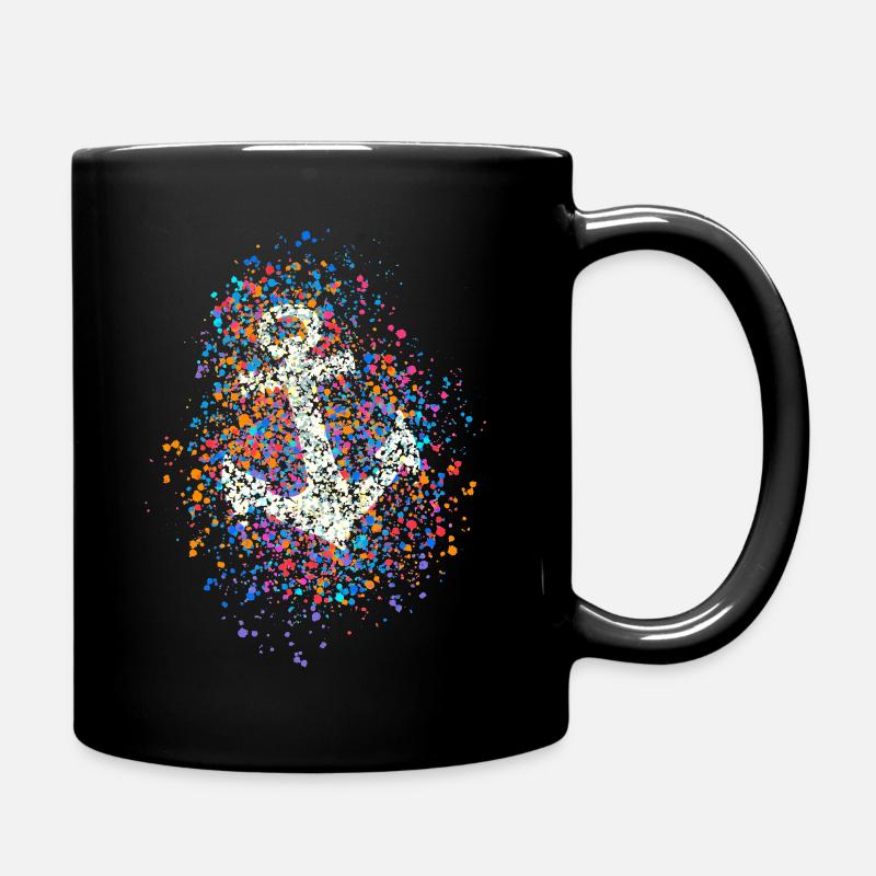Anker Symbol Farbspritzer Farbkleckse Spritzer - Tasse einfarbig - Schwarz
