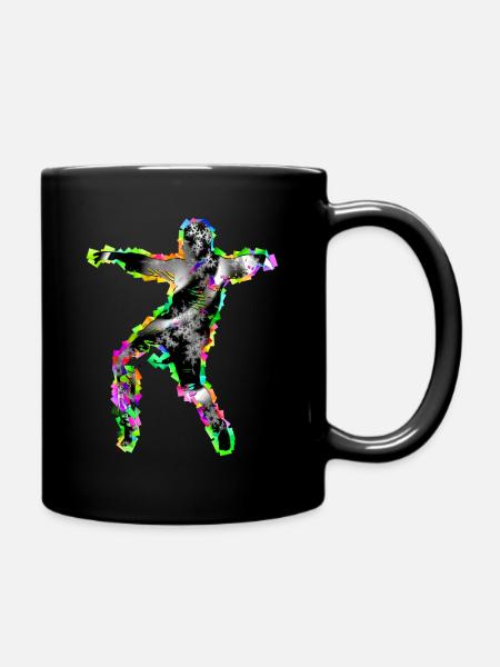 Fraktal & Regenbogen, Nerd Geschenk, Tänzer & bunt - Tasse einfarbig - Schwarz