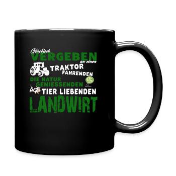 GLÜCKLICH VERGEBEN AN EINEN LANDWIRT - Tasse einfarbig - Schwarz - Rechts