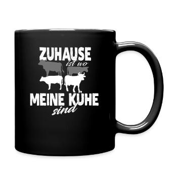 ZUHAUSE IST WO MEINE KÜHE SIND - Tasse einfarbig - Schwarz - Rechts