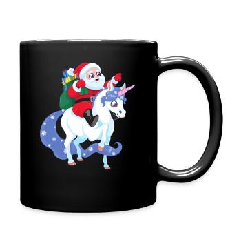 Santa Claus rides unicorn Christmas gift - Full Colour Mug - black - Right