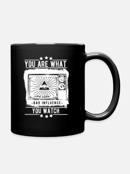 du bist was du guckst TV Fernseher fernsehen - Tasse einfarbig - Schwarz