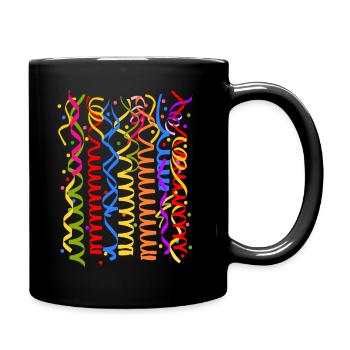 Karneval Fasching Kostüm Silvester Luftschlangen - Tasse einfarbig - Schwarz - Rechts