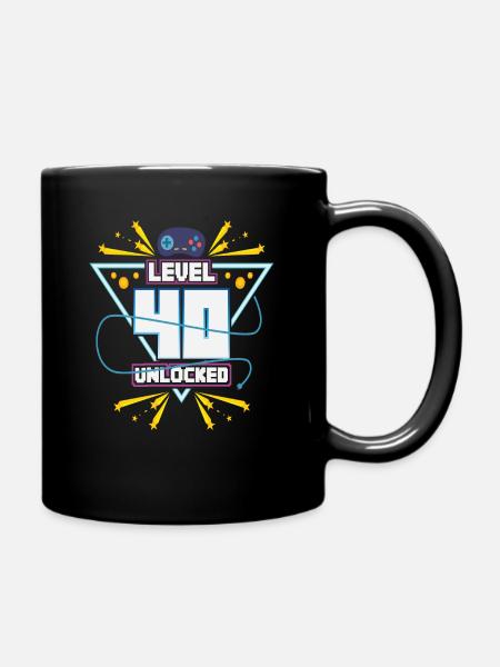 Level Up Gamer Zocker Gaming 40er Nerd Geschenk - Tasse einfarbig - Schwarz