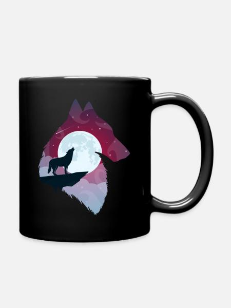 Wolf Geschenk - Tasse einfarbig - Schwarz