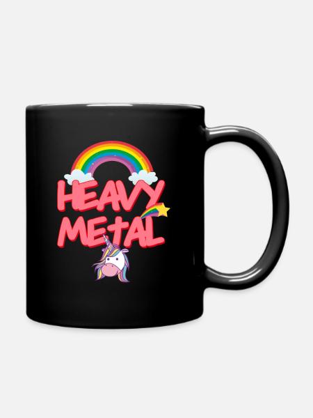 HEAVY METAL headbanger unicorn unicorn thrash rock - Full Colour Mug - black