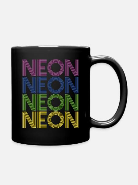 Neon Farben 80er Achtziger bunt Sommer Retro Idee - Tasse einfarbig - Schwarz