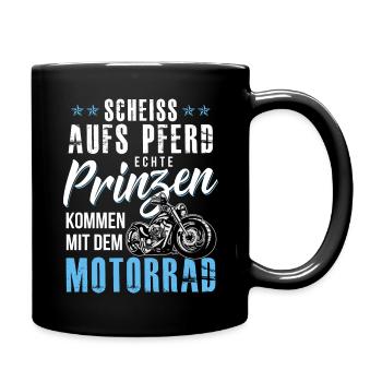 Echte Prinzen kommen mit dem Motorrad - Tasse einfarbig - Schwarz - Rechts