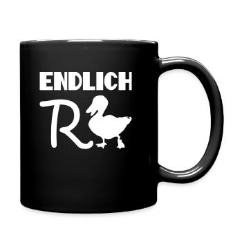 Rente Ente endlich für Rentner und Rentnerin - Tasse einfarbig - Schwarz - Rechts