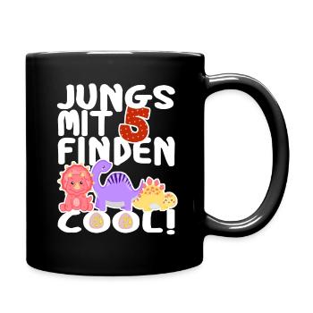 5 Jahre Dinos Geburtstag Junge fünf 5. Dino T-Rex - Tasse einfarbig - Schwarz - Rechts