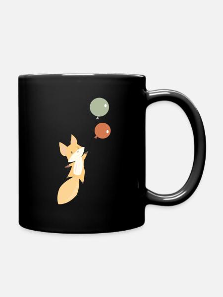 Fuchs Luftballon Füchschen Ballon Kind Kinder süß - Tasse einfarbig - Schwarz