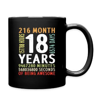 18th birthday boy girl man woman 18 years - Full Colour Mug - black - Right