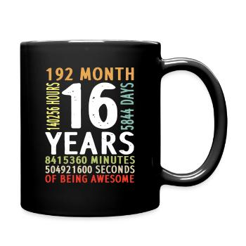 16th birthday boy girl man woman 16 years - Full Colour Mug - black - Right