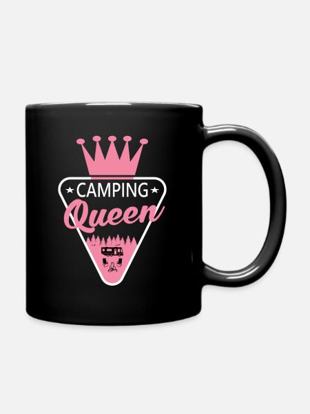 Camping Queen Camper Wohnmobil Wohnwagen Zelt - Tasse einfarbig - Schwarz