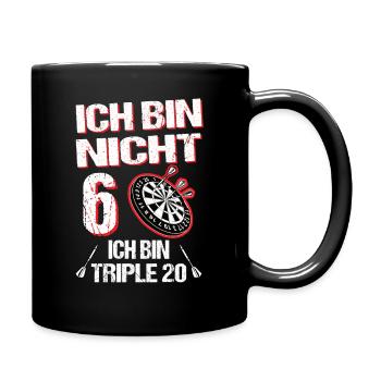 Dart Ich bin nicht 60 ich bin Triple 20 Geburtstag - Tasse einfarbig - Schwarz - Rechts