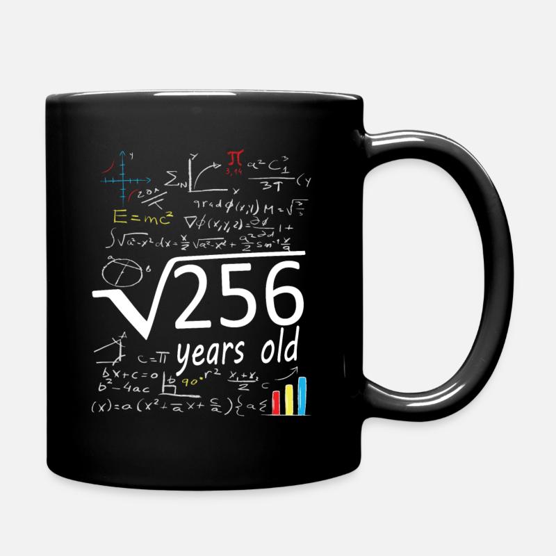 Square root 256 = 16 year old birthday - Full Colour Mug - black