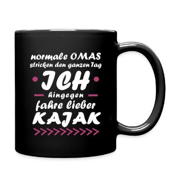 Kajak Sport Kanu Paddel Oma Geburtstags Geschenk - Tasse einfarbig - Schwarz - Rechts