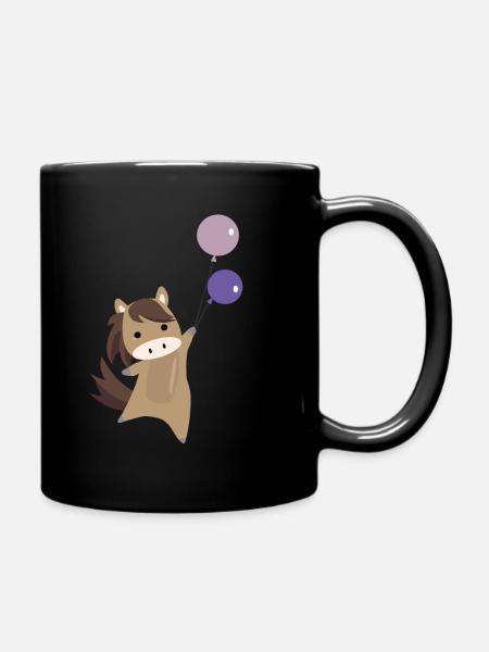 Ballon de cheval volant poney mignon pour les enfants - Mug uni - noir