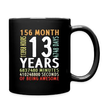 13th birthday boy girl man woman 13 years - Full Colour Mug - black - Right