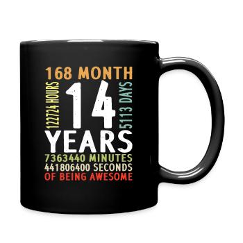 14th birthday boy girl man woman 14 years - Full Colour Mug - black - Right