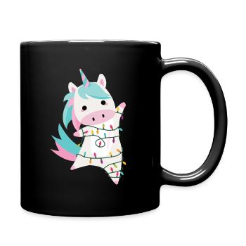 Unicorn magical Christmas fairy lights sweet pink - Full Colour Mug - black - Right