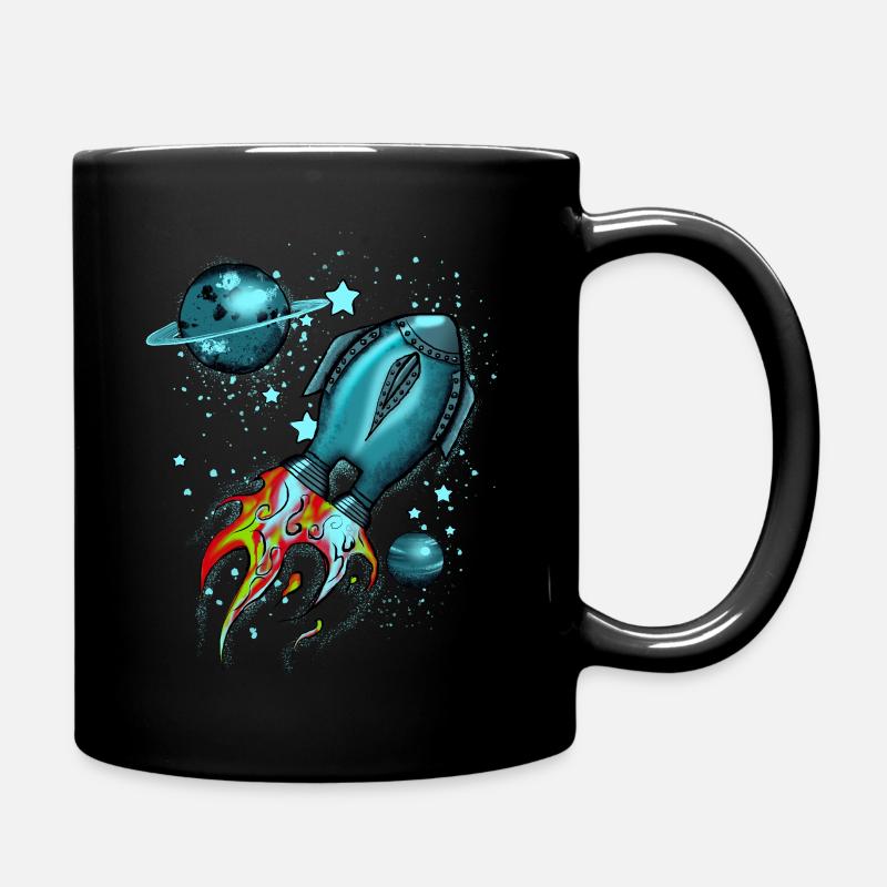 Rakete im Weltall - Tasse einfarbig - Schwarz