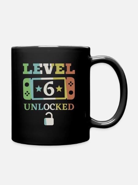 6. Geburtstag Level 6 Unlocked Switch - Tasse einfarbig - Schwarz