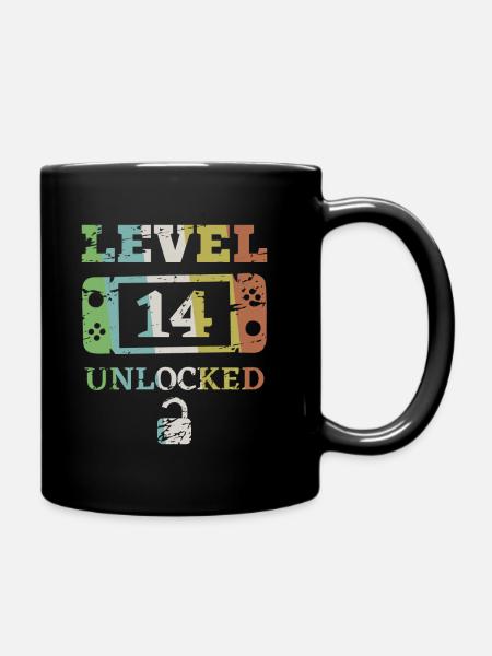 Geschenk zum 14. Geburtstag 14 Jahre Level 14 - Tasse einfarbig - Schwarz