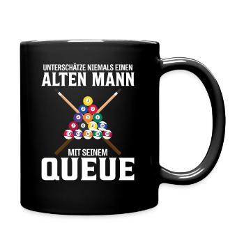 Billardqueue alter Mann Opa Billard Spruch lustig - Tasse einfarbig - Schwarz - Rechts