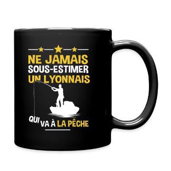 Lyonnais cadeau drôle pêcheur Lyon - Mug uni - noir - Droite