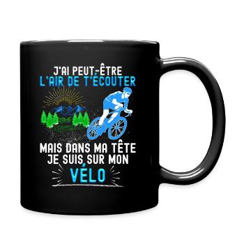 Cycliste, Vélo passion, blague drole vélo - Mug uni - noir - Droite