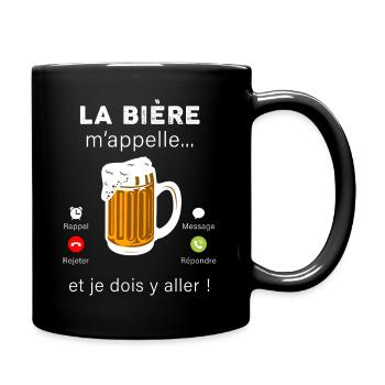L' appel de bière idée cadea papa, papy - Mug uni - noir - Droite