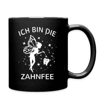 Zahnfee Zahn Fee zaubern Zauberstab Zahnarzt - Tasse einfarbig - Schwarz - Rechts