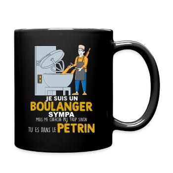 Boulangerie boulanger et le pétrin cadeau métier - Mug uni - noir - Droite