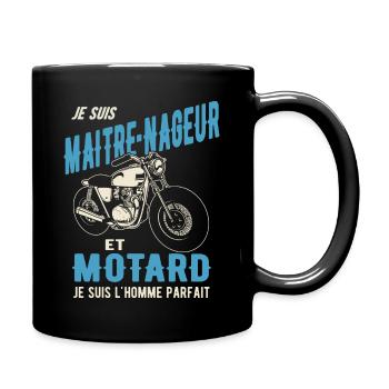 maitre nageur et motard l'homme parfait - Mug uni - noir - Droite