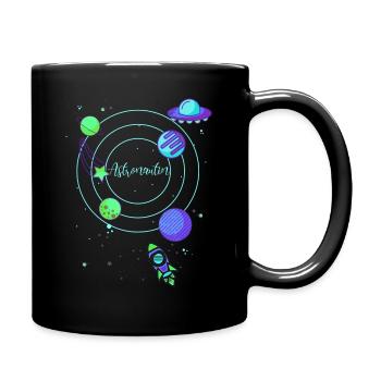 Astronaute, Espace, Planète, Étoile, Lune, Soleil - Mug uni - noir - Droite