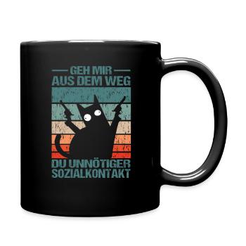 Geh Mir aus dem Weg du unnötiger Sozialkontakt - Tasse einfarbig - Schwarz - Rechts